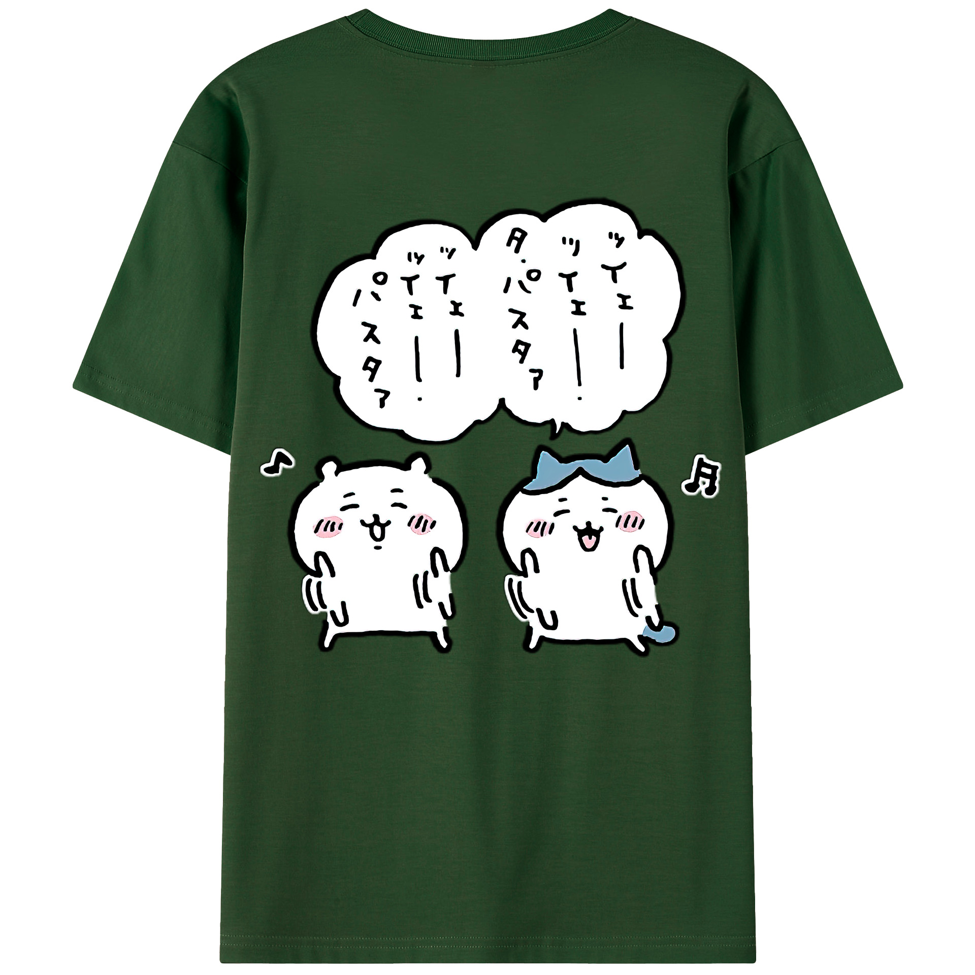 （画像用） ちいかわ ハチワレ Chii-kawa hachiware 綿100％半袖Tシャツ（背面プリント）